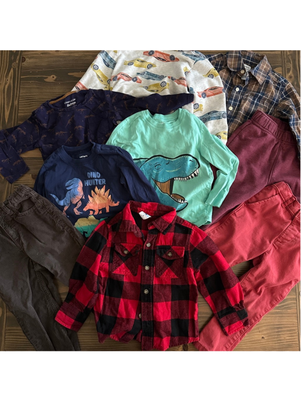 Toddler Boy Clothing Bundle 2T Dinosaur Plaid Joggers Pants 9 Pc Gymboree Place